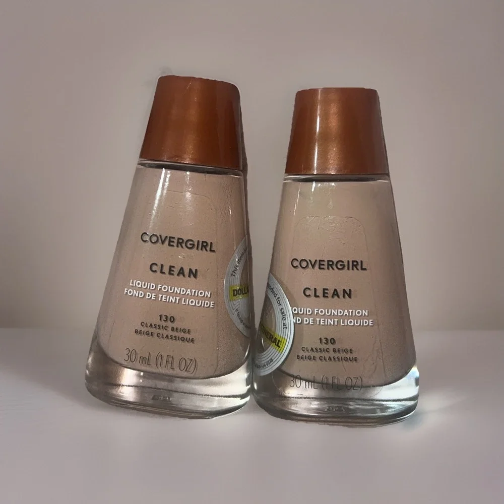 (2 Pack) CoverGirl Clean Liquid Foundation, 130 Classic Beige (1 oz Each) New